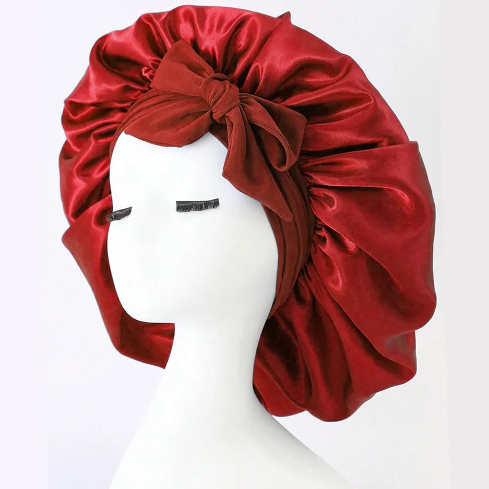 Adjustable Satin Bonnet for Sleeping with Tie Band, Unisex Hair Wrap for Women and Men in 16 Colors for Nighttime Hair Care Routines