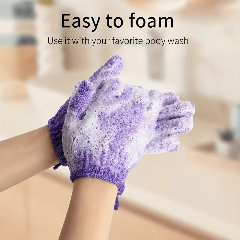 Exfoliating Bath Gloves, Double-Sided Body Scrubbing Accessories in Random Colors with 1, 3, 5 or 10 Individual Pieces for Adult Shower and At-Home Spa Routines
