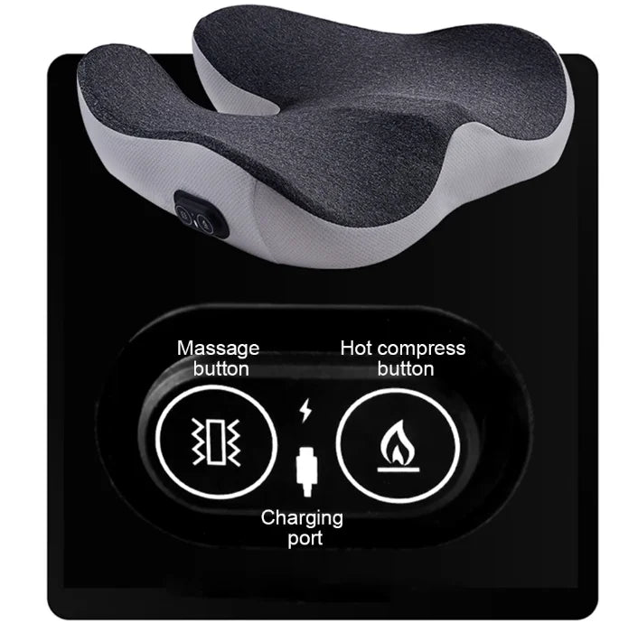 Vibration Massage Seat Cushion with U-Shaped Cutout, Three Listed Heat and Vibration Levels and Elastic Knitted Cover for Seated Home Office Comfort Breaks