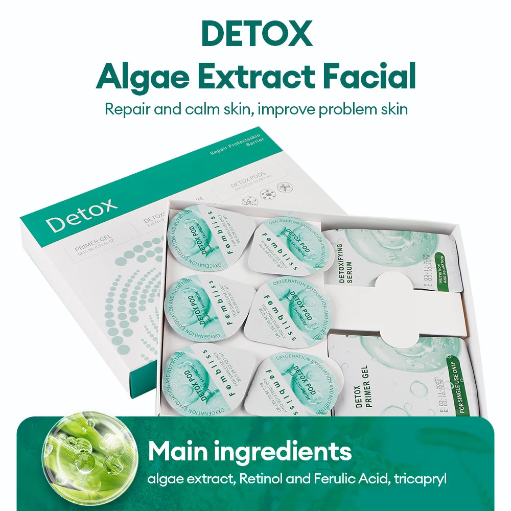 Facial Pod Serum and Gel Kit with Listed Six 8g Pods, Six 8ml Serums and Six 15ml Gels, Seven Type Choices and Separate Bubble Pen Option