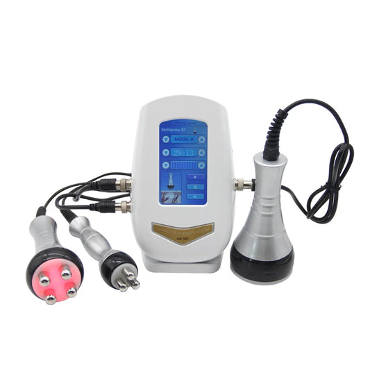 Ultrasonic Cavitation Machine with Three Handles and Radiofrequency Functions, ABS Beauty Device with 110V US or 220V Regional Plug Options