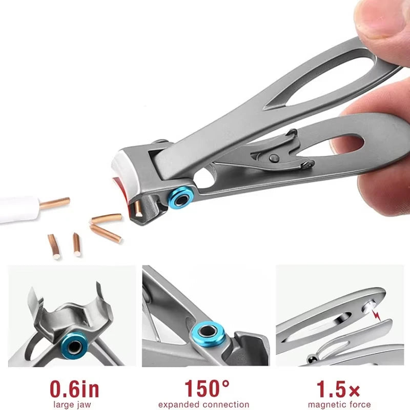Stainless Steel Nail Clippers with Curved Blades and Reinforced Handle, 7cm or 9cm Fingernail and Toenail Cutter in Silver or Black for Home and Travel