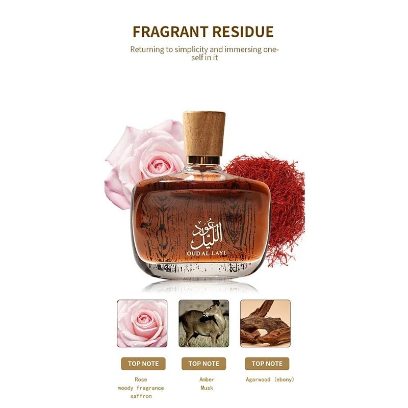Woody Men's Eau de Toilette with Listed Musk, Oud and Cedarwood Notes, Arabian-Style Perfume in 50ml and 100ml Options for Daily Wear and Gifts