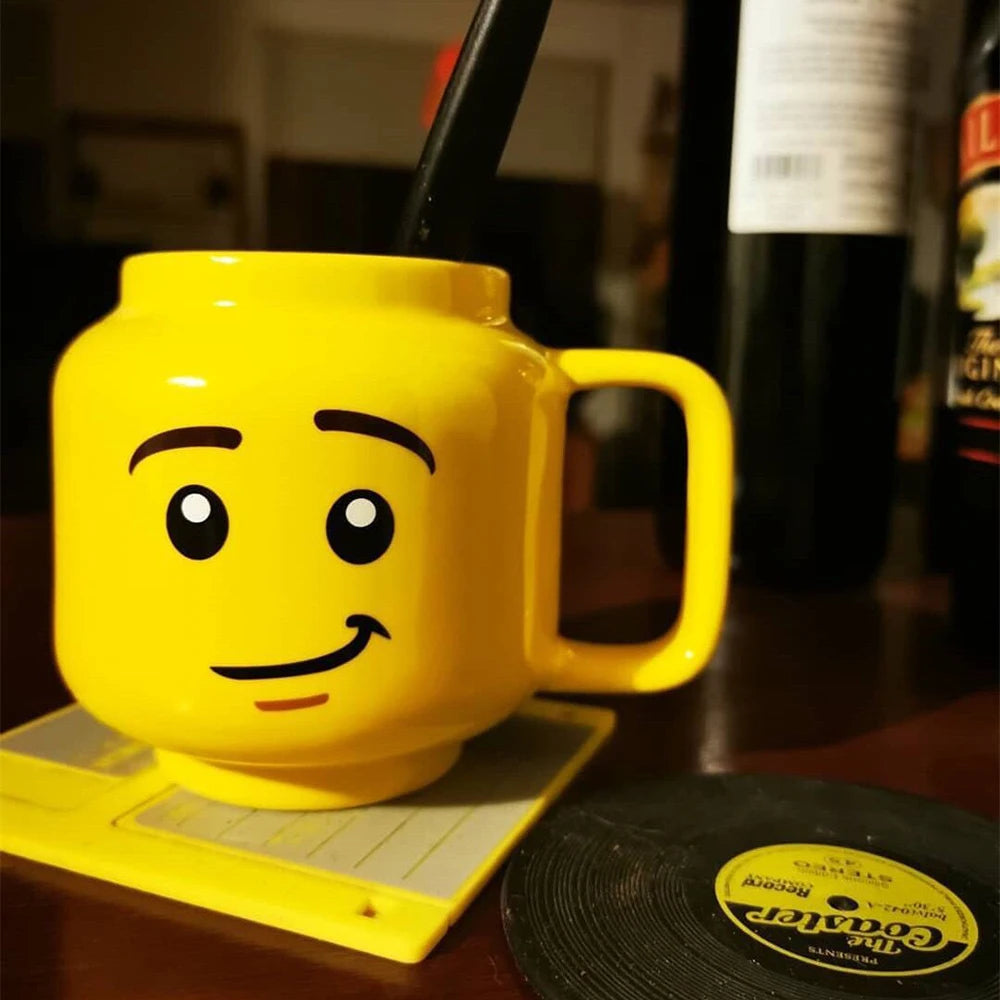 Impish Expression Mug in Porcelain, Single 250ml Cartoon Coffee, Tea and Milk Cup with A-G Design Options and Foam-Lined Box for Friends and Family Gifts
