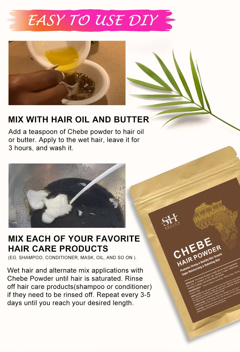 Chebe Hair Powder with One, Two or Three-Piece Pack Options for Label-Guided Cosmetic Hair Care Selection and Personal Routine Planning