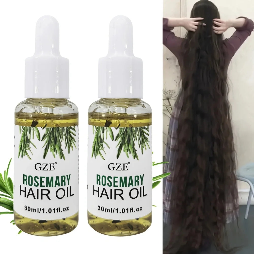 Rosemary Scalp and Hair Oil by GZE for Cosmetic Grooming, Straight and Wavy Hair Care Routines with GZE251-2 and GZE115 Options