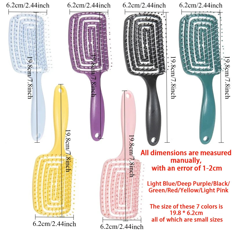 Detangling Hair Comb by WANMEI, Hollowed-Out Plastic Styling Tool with Scalp Massage Function and Ten Color Options for Men, Women and Wig Care