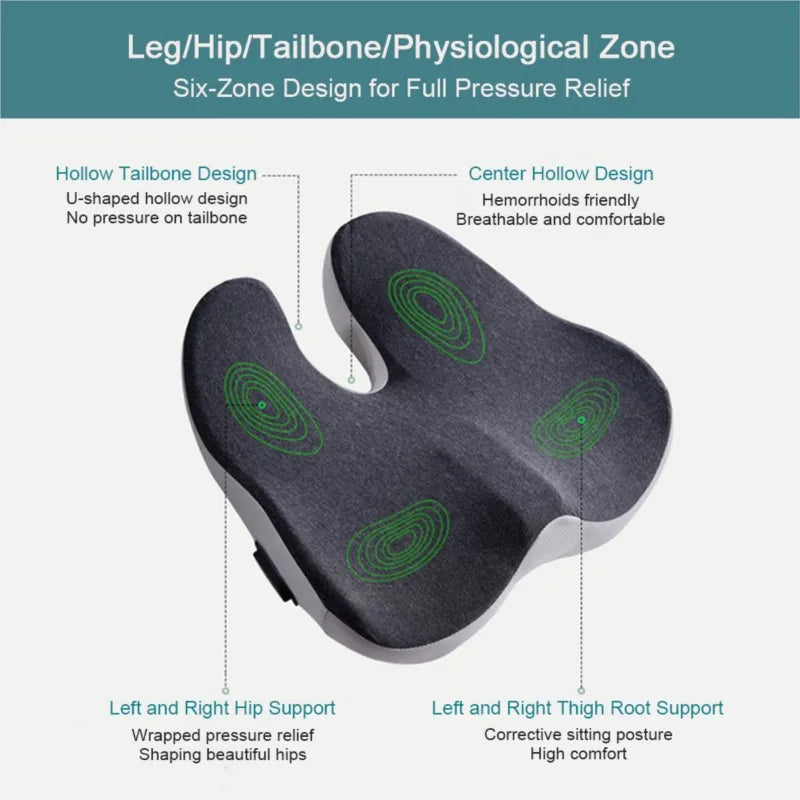 Vibration Massage Seat Cushion with U-Shaped Cutout, Three Listed Heat and Vibration Levels and Elastic Knitted Cover for Seated Home Office Comfort Breaks