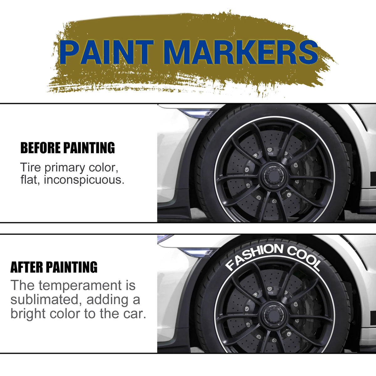 White Tire Lettering Paint Pens, Oil-Based Fine Round Tip Markers with Three Pens per Box, 1Box, 3Box or 5Box Options for Compatible Automotive Detailing
