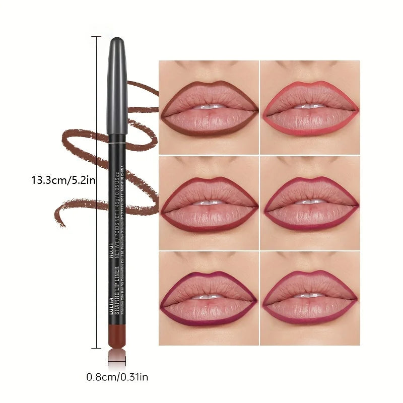 Luxury Matte Lip Liner for Smooth Lip Outlining and Filling, Six Numbered Shade Choices for Everyday Makeup, Evening Looks and Beauty Gifts
