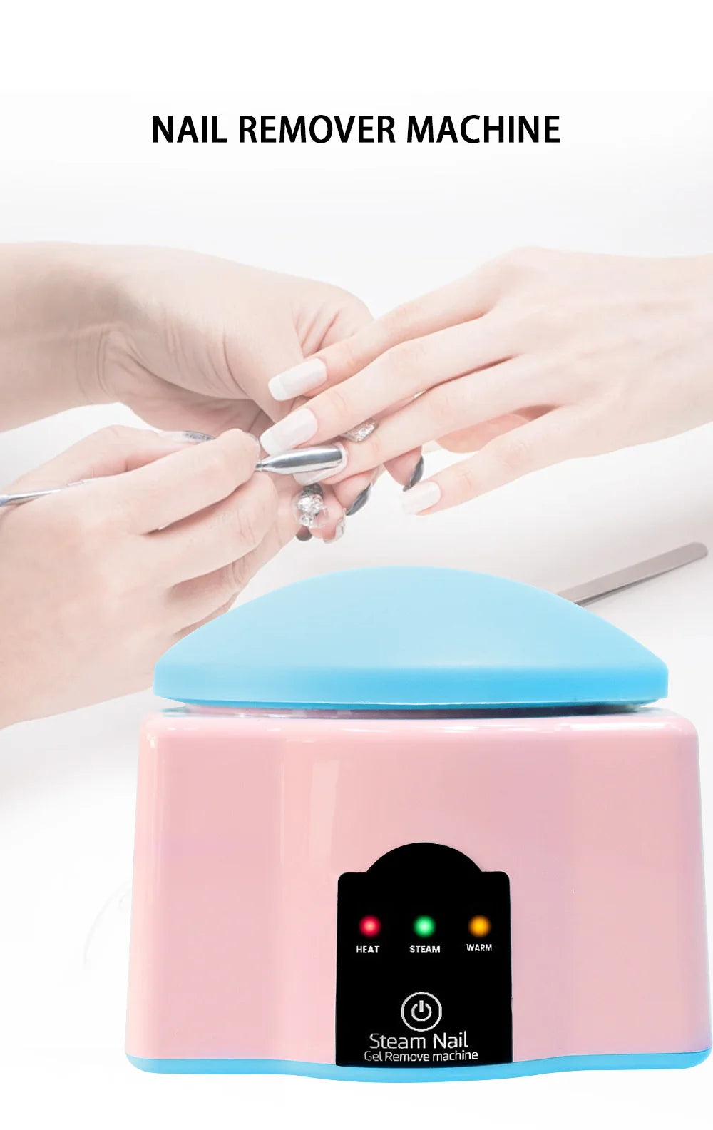 Electric Steam Gel Nail Remover with Five-Finger Use and Automatic Shutoff References, Compact Polish Removal Box for Instruction-Guided Manicure Care