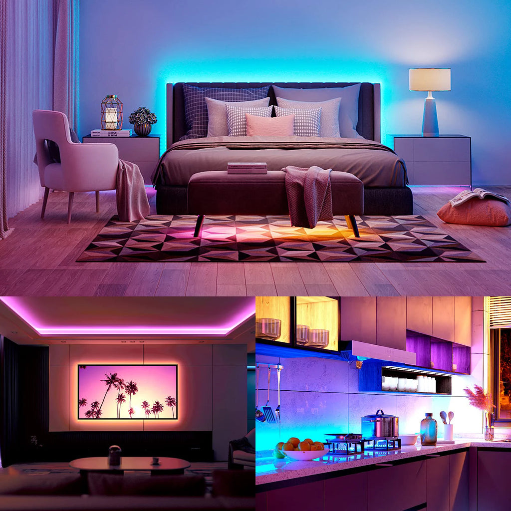 44-Key Remote RGB LED Strip, USB and App-Control Lighting with Six Length Options from 1m to 30m for Indoor Bedroom Accents and Gaming Room Decor