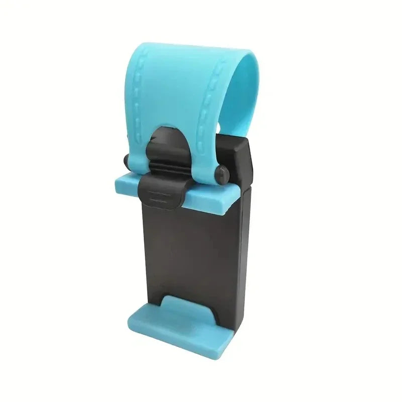 Steering Wheel Phone Holder for Parked Use, Telescopic Hook Clip with Soft Pads for Devices 50–80mm Wide and 6–18mm Thick in Five Colors