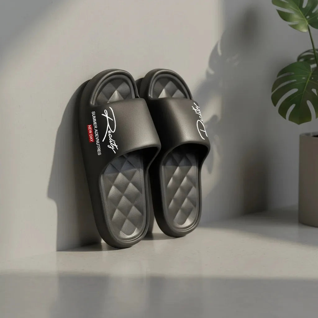 EVA House Slippers in Black or White with Five Size Labels from 36-37 to 44-45 for Women's and Men's Casual Home Footwear Selection