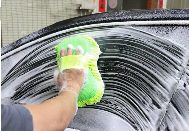 Green Microfiber Car Wash Sponge for Manual Vehicle Cleaning, Everyday Auto Care and Exterior Detailing Preparation, At-Home Car Washing Accessory