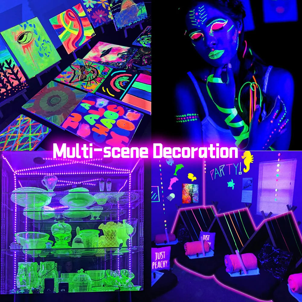 Blacklight LED Strip with 5V USB Power and Listed 60 LEDs per Meter, Eleven Length Options for Fluorescent Posters, Party Decorations and Indoor Glow Displays