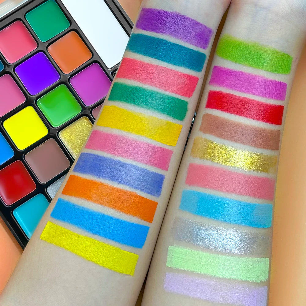 SFX Face Paint Kit with Listed 22-Color Palette and Brush Bundle Options for Halloween Costumes, Cosplay, Stage Makeup and Creative Party Body Art