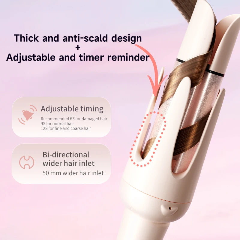 Automatic Curling Iron Set with Ceramic Rotating Styling and Multi-in-1 Bundle Options for At-Home Waves and Curls, US, EU, UK or AU Plug Choices
