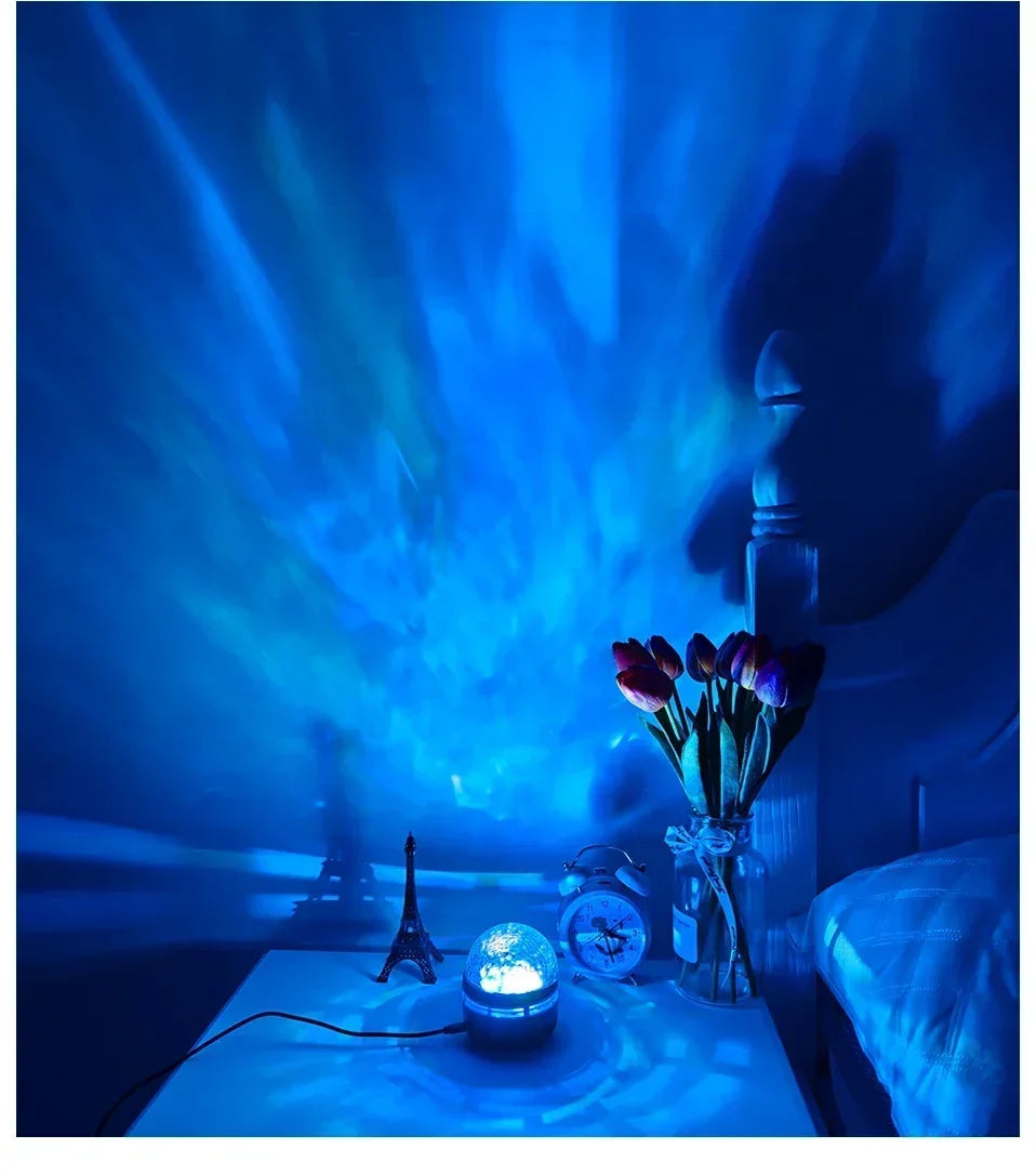 USB Galaxy Projector Light with Starry Sky, Aurora, Water Wave or Crystal Style Options, Decorative Bedroom and Party Lighting with Select Remote Versions