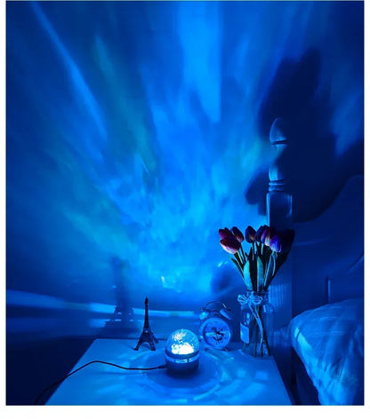 USB Galaxy Projector Light with Starry Sky, Aurora, Water Wave or Crystal Style Options, Decorative Bedroom and Party Lighting with Select Remote Versions
