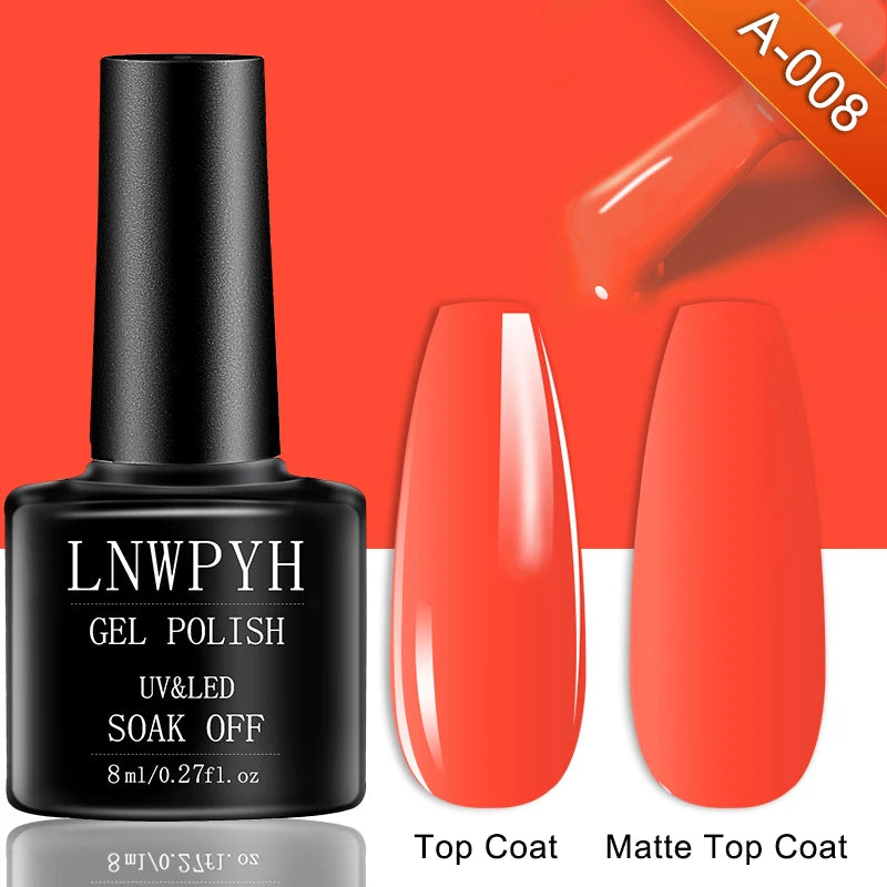 Soak-Off Gel Varnish Kit by LNWPYH with 10 Listed Polish Colors, One Base Coat, One Top Coat and UV LED Sensor Lamp for Adult Home Manicure Designs