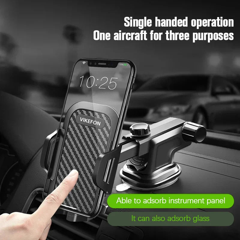 Suction Cup Car Phone Mount for Compatible Dashboard or Windshield Placement, Adjustable Smartphone Holder with Separate Air Vent Style Option
