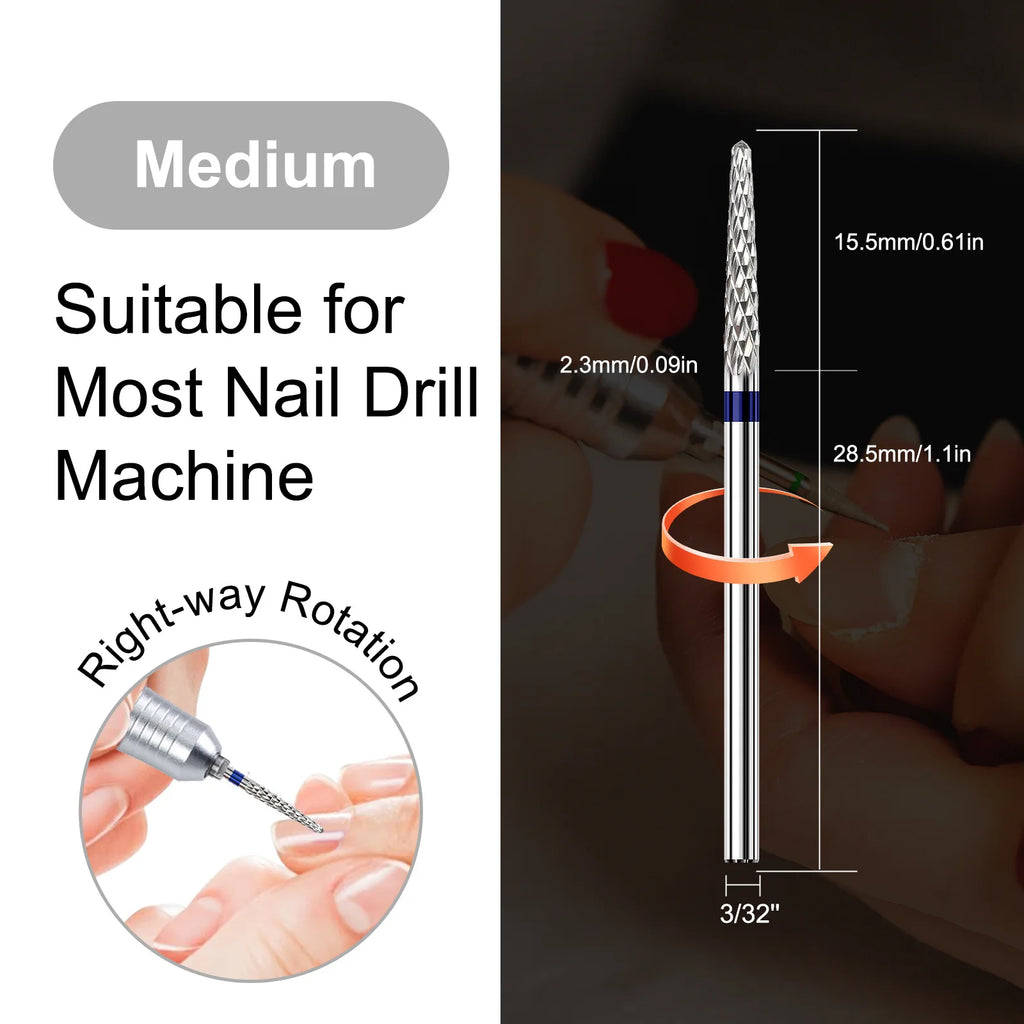 Tapered Nail Drill Bit for Professional Acrylic and Gel Filing, Single 05M or 04F Selection with Listed 3/32-Inch Shank for Compatible Electric Nail Files