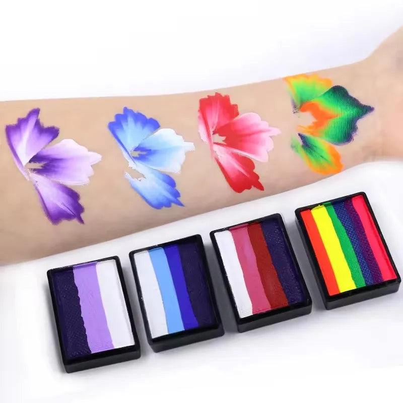 Rainbow Split Cake Face Paint with Listed 30g Water-Activated Formula, L30 and NL30 Color Options for Costume Body Art, Halloween and Party Designs