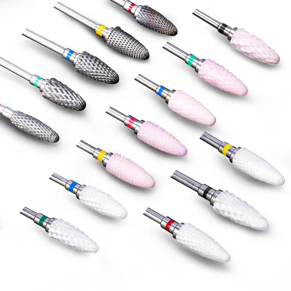 TC-SJ Ceramic Nail Drill Bit, Single Zirconia Milling Accessory with 2.35mm Shank and Bag Packaging for Compatible Professional Electric Manicure Tools