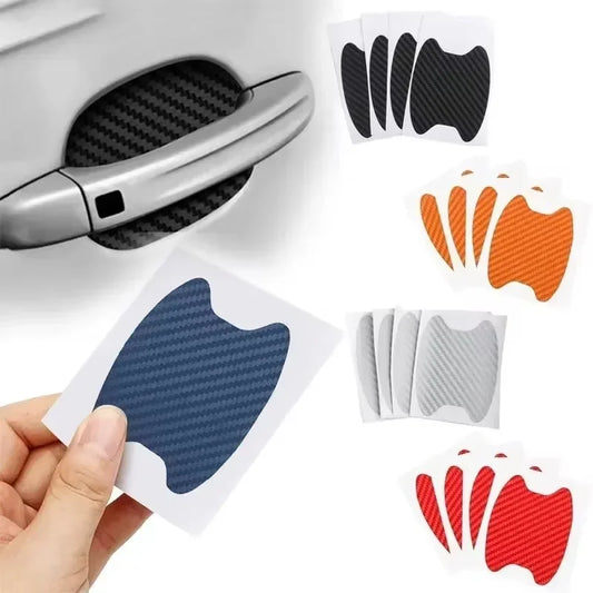 Car Door Handle Protection Stickers in Nine Colors, Four-Piece Adhesive Exterior Cover Set with Listed 8.5 x 6.8cm Size for Handle-Area Styling