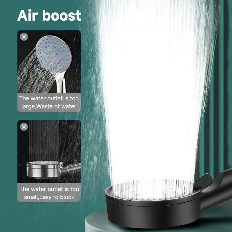 Black Handheld Shower Head for Bathroom Replacement, Listed G1/2 Thread and ABS Construction with 3.54-Inch Size Option, Adjustable Spray Head Only