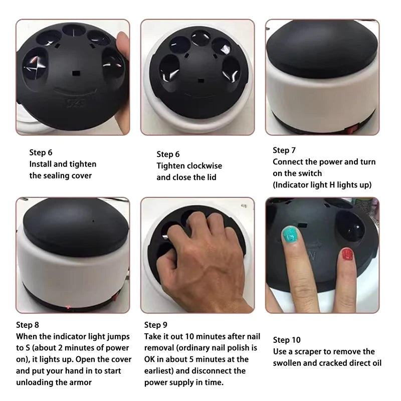 Electric Steam Nail Polish Remover with Listed 36W Power and 12V 3A Rating, PP Body, Silicone Pad, Remover Bowl and Two Covers, Four Plug Options