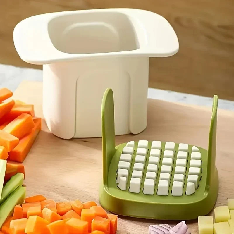 Hand Pressure Vegetable Dicer, Manual Stainless Steel Grid Cutter with PP Body and Listed 1.2cm Cube Design in White or Yellow for Home Ingredient Preparation