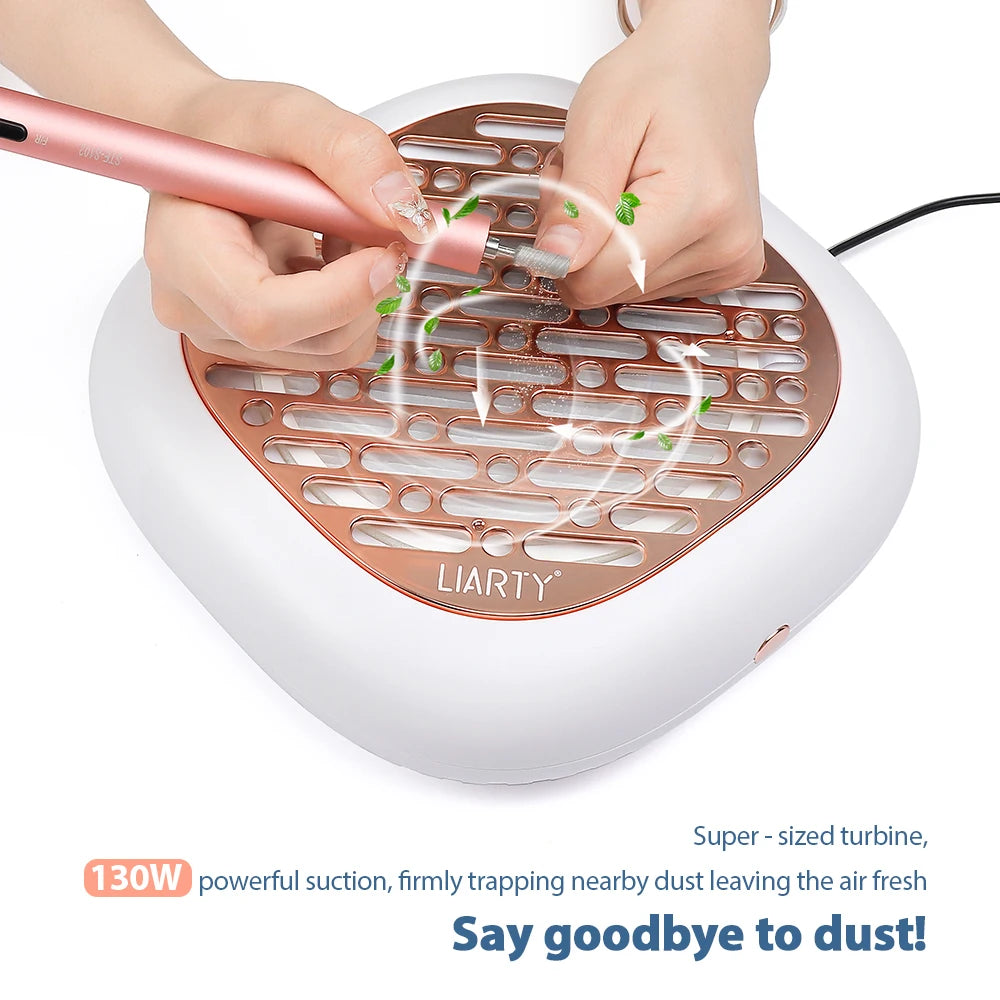Two-Filter Nail Dust Collector with ABS Body, Adjustable Suction and Listed 23 x 22.5 x 6.9cm Size, Grey, Rose, Silver or Pink Manicure Vacuum Options