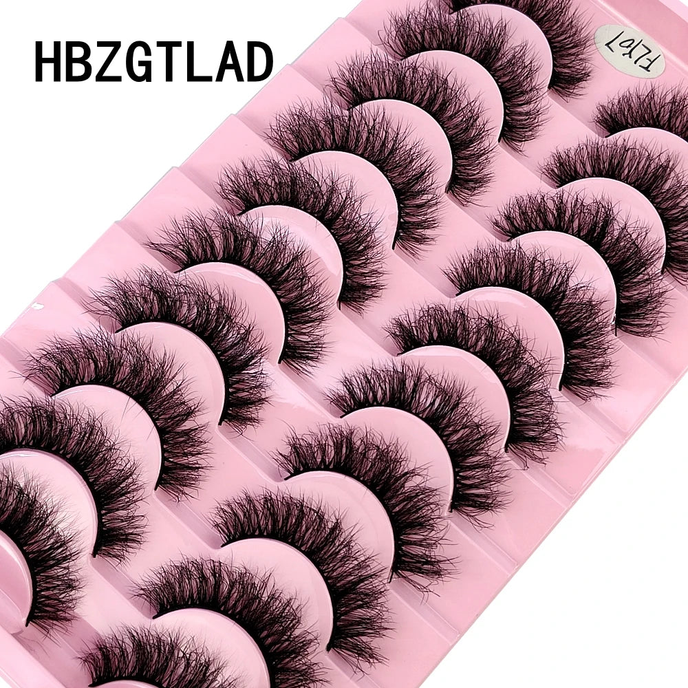 Faux Mink Strip Eyelashes in Ten-Pair Style Options, Synthetic Lash Fibers with Black Cotton Band Reference and Eighteen Codes for Everyday or Occasion Makeup