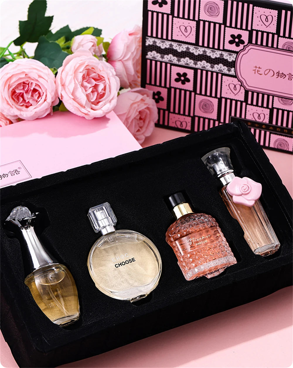 Women's Floral Perfume Gift Set, Fragrance Spray with Four-Piece Gift Box Wording and 100ml Option Label for Daily Scent Routines and Personal Gifting