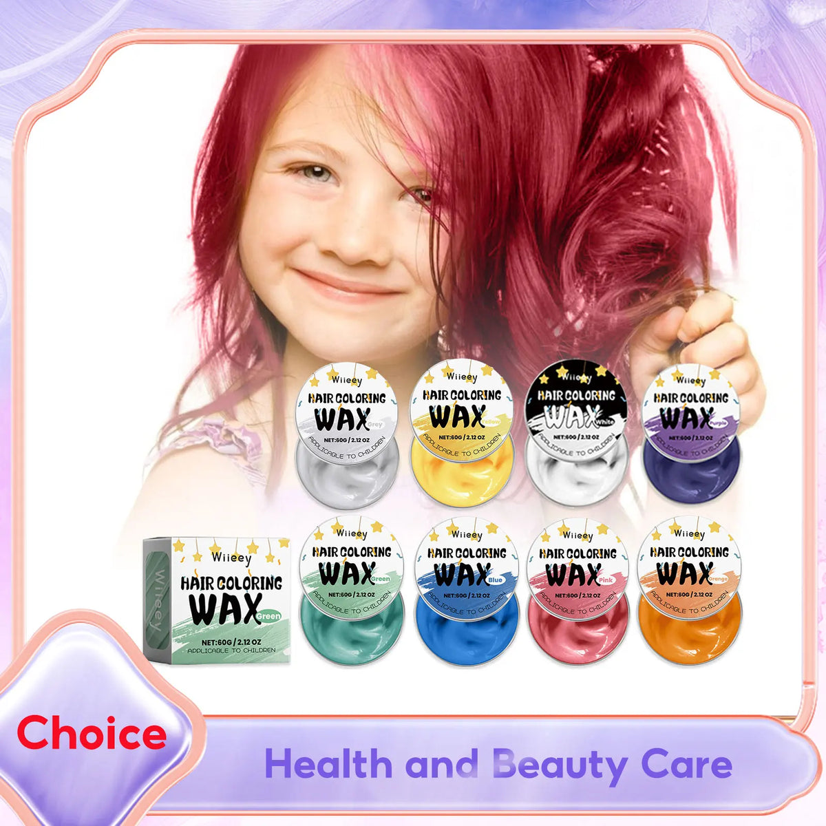 Temporary Hair Color Cream, 60g Boxed Styling Color in Eight Individual Shades for Creative Hairstyles, Costume Parties and At-Home Hair Makeup