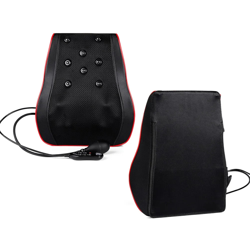 Back and Neck Massage Pillow with Listed 24W Power, PU Surface, One-Button Control and 15-Minute Auto Shutoff, Adapter and Vehicle Cable for Adult Relaxation