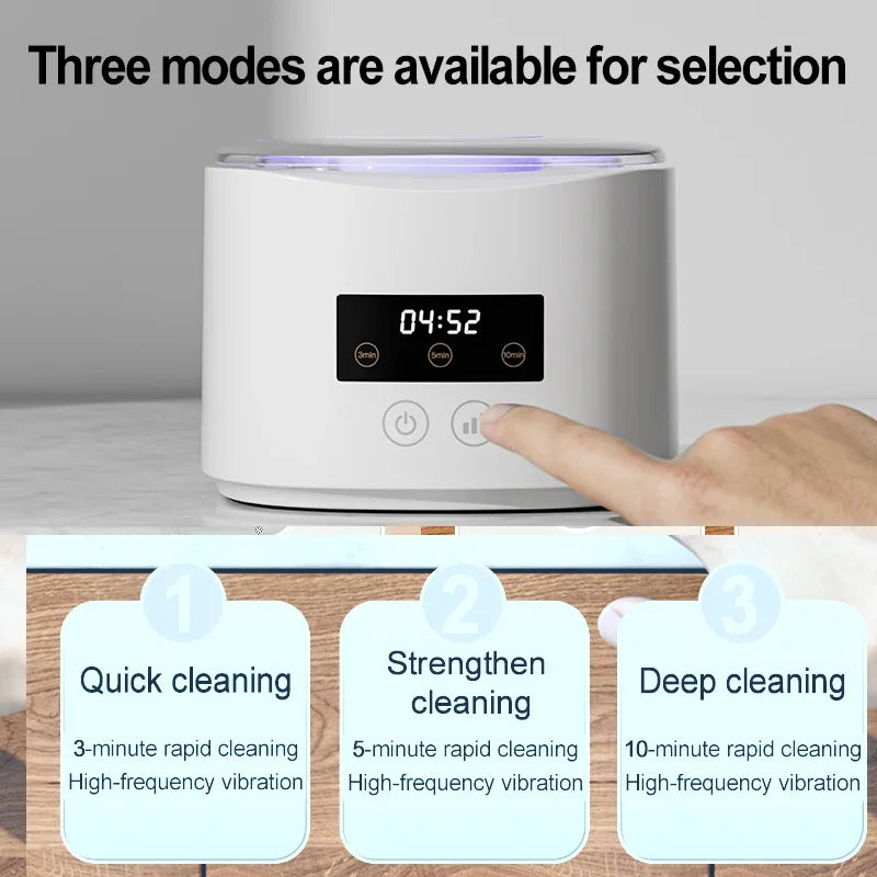 Ultrasonic Retainer Cleaner with Listed 45kHz Frequency, Black Portable Dental Cleaning Pod for Compatible Removable Dentures, Retainers and Mouth Guards