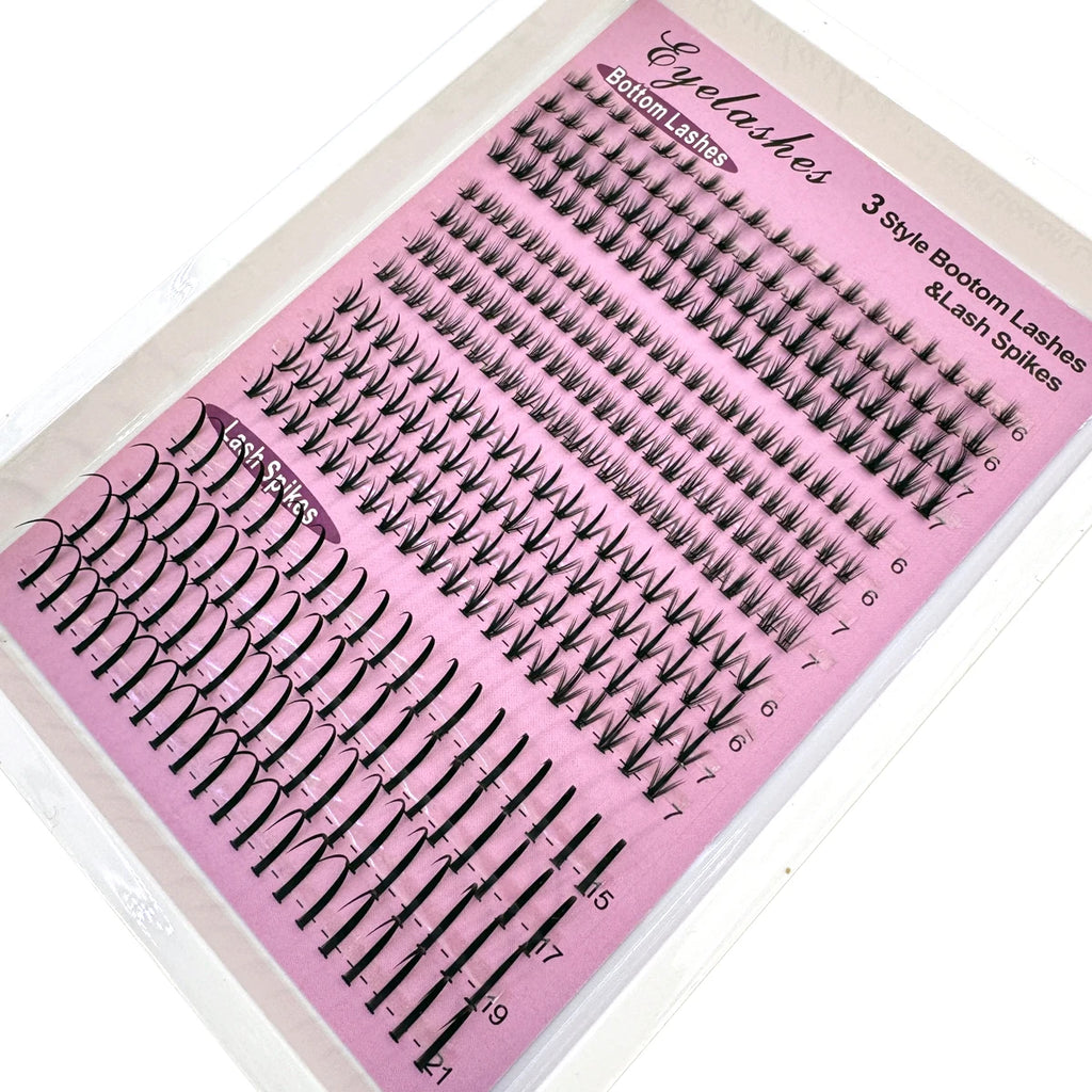 Bottom Lash Clusters and Individual Lash Spikes with 6–7mm and 15–21mm Length References, D Curl MIX Options in 12 or 16-Row Styles for Adult Manga Makeup
