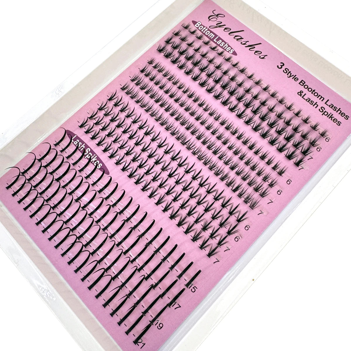 Bottom Lash Clusters and Individual Lash Spikes with 6–7mm and 15–21mm Length References, D Curl MIX Options in 12 or 16-Row Styles for Adult Manga Makeup