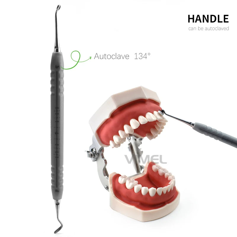 Dental Composite Modeling Kit with Listed Stainless Steel Handle and Foam Pad Attachments, 17cm Length and 4mm/6mm References for Material Shaping