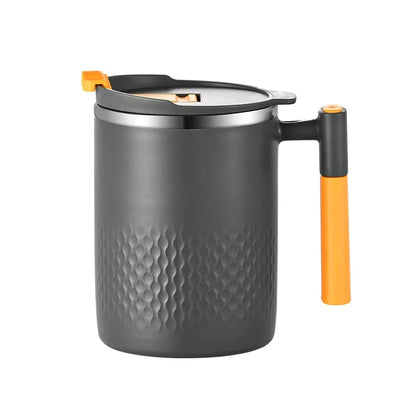 450ml Double Wall Coffee Mug with Handle and Lid, Listed 304 Stainless Steel Drinking Cup in A, B or C Options for Home Coffee, Tea and Office Breaks