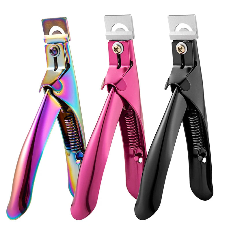 Nail Tip Cutter with Stainless Steel Construction and Straight-Edge Trimming Design for Compatible Acrylic and Artificial Tips, Four Color Options