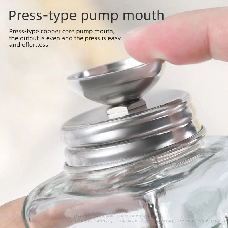 Nail Polish Remover Dispenser Bottle, 180ml Square Refillable Glass Container with Push-Down Pump for Home Manicures and Salon Nail Stations