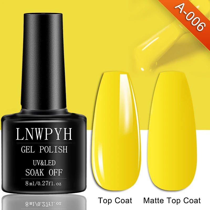 Soak-Off Gel Varnish Kit by LNWPYH with 10 Listed Polish Colors, One Base Coat, One Top Coat and UV LED Sensor Lamp for Adult Home Manicure Designs
