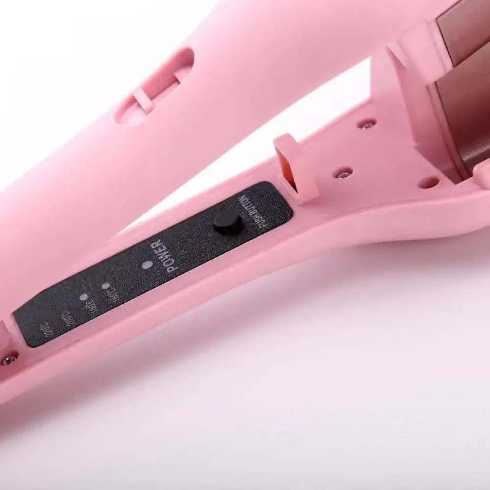 Deep Wave Hair Curler with Listed 32mm Size and Four Adjustable Temperature References, Pink or Purple Crimping Styler with Regional Plug Option Labels
