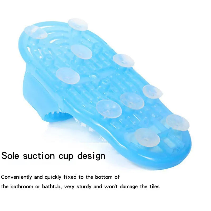 Shower Foot Scrubber Slipper with Suction Cup Base and Detachable Pumice Stone, Blue Foot Washing Brush in 1 or 2 Piece Options for Home Care