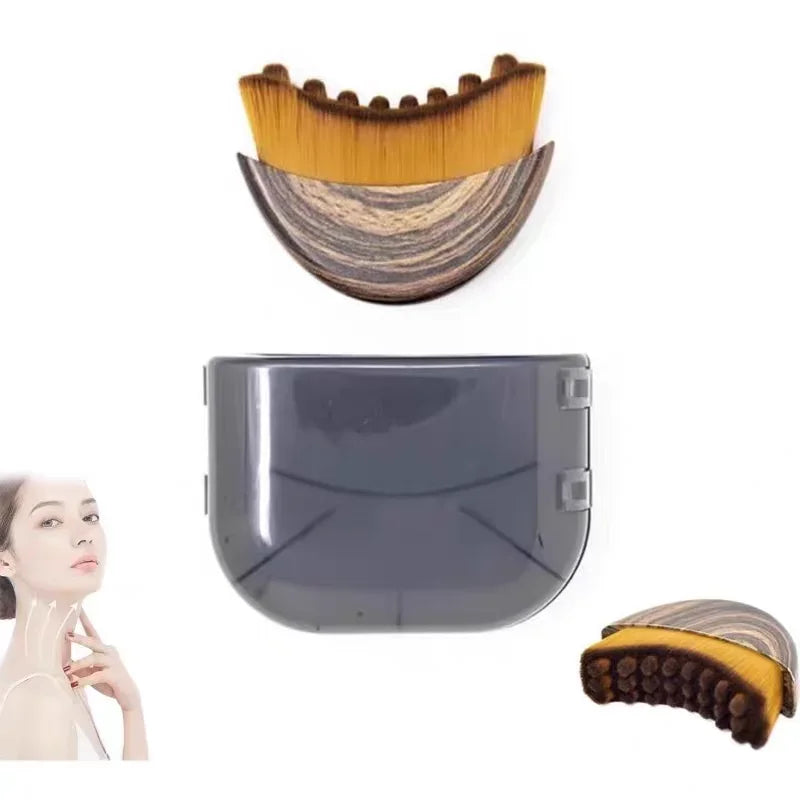 Facial Massage Brush with Contoured Design and Listed Soft Bristles, One or Two-Piece Options for Face, Chin and Jawline Personal Skincare Accessories