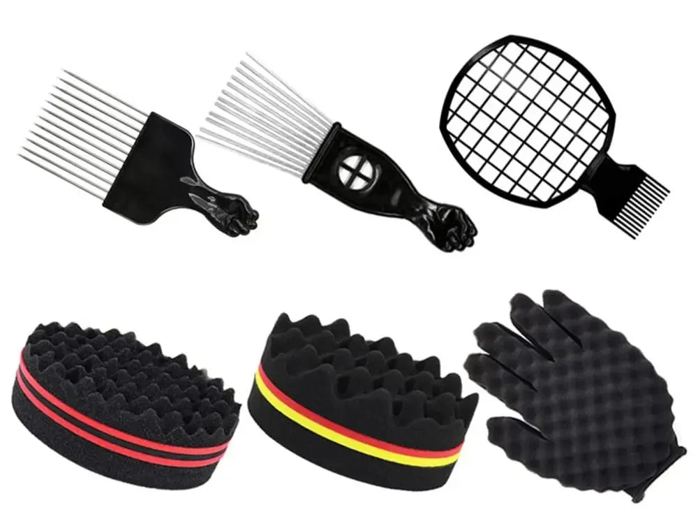 Hair Twisting Sponge Set for Men and Women, Curling Combs and Styling Tools for Textured Hair Grooming with Ten Coded Style Options